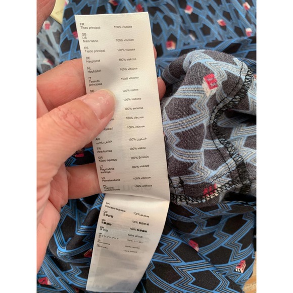 Maje Boho print silky Wide Leg Jumpsuit Blue Black L - Picture 9 of 10